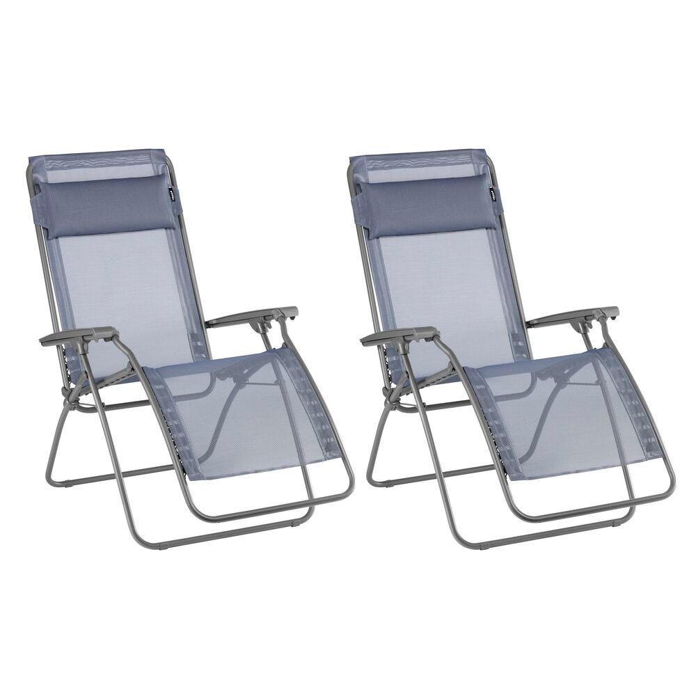 Lot de 2 fauteuils relax zéro gravité en acier bleu