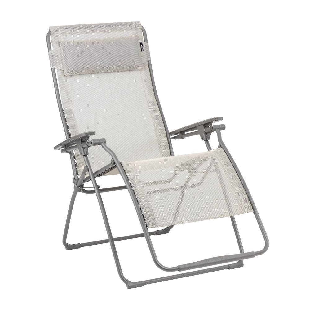 Fauteuil relax zéro gravité en acier beige L97xl76xH123