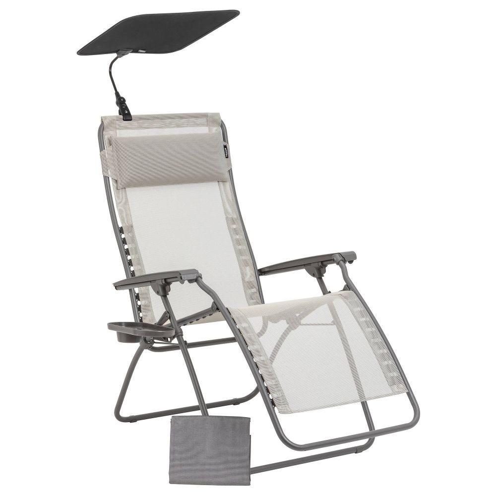 Ensemble fauteuil relax et accessoires en acier beige L88xl67xH114