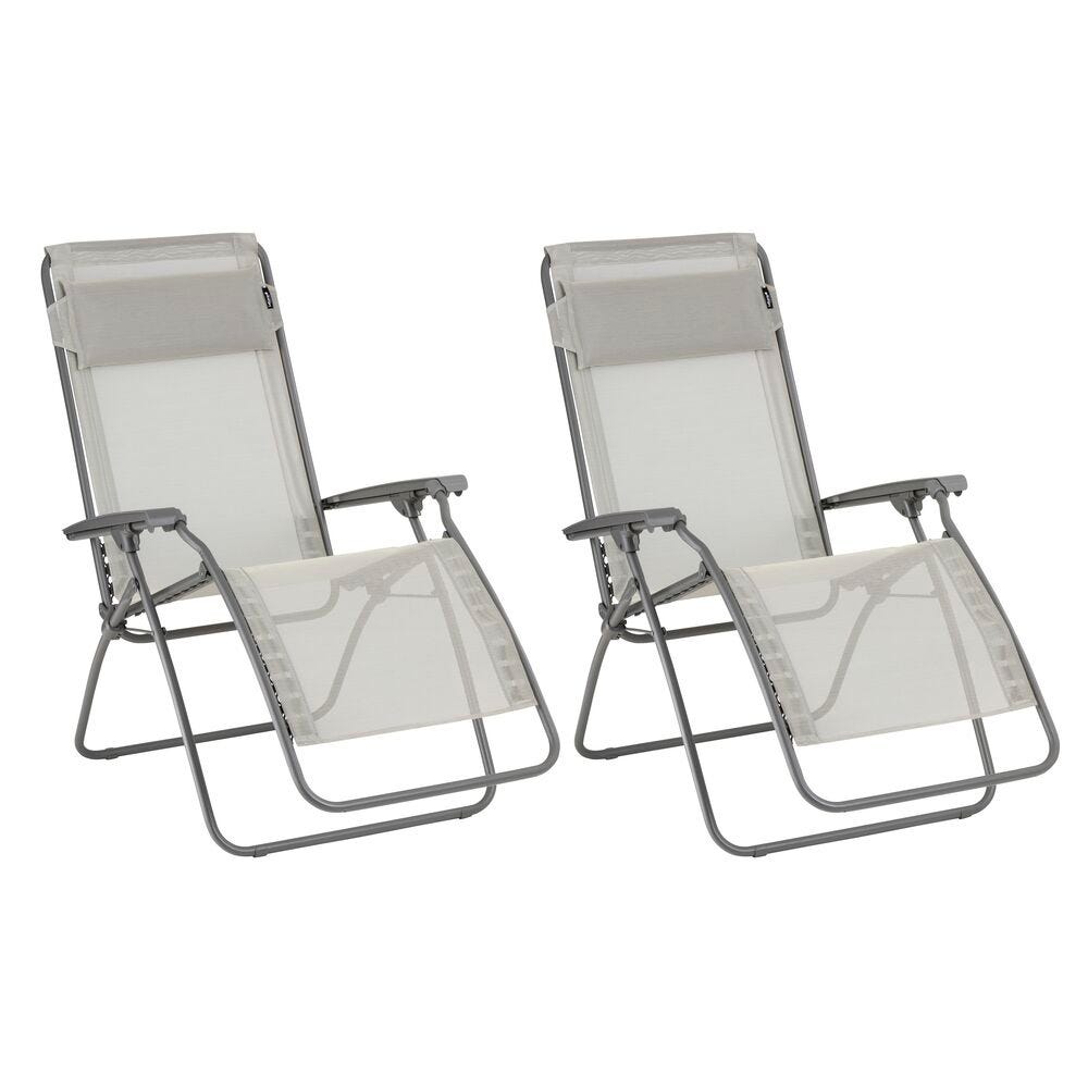 Lot de 2 fauteuils relax zéro gravité en acier beige
