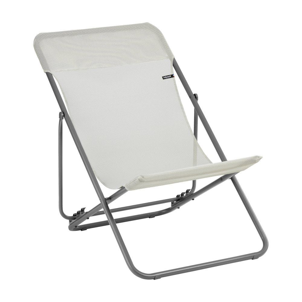 Chilienne jardin pliant multi-positions en acier beige L83xl62xH91 Chilienne jardin pliant multi-positions en acier beige L83xl62xH91