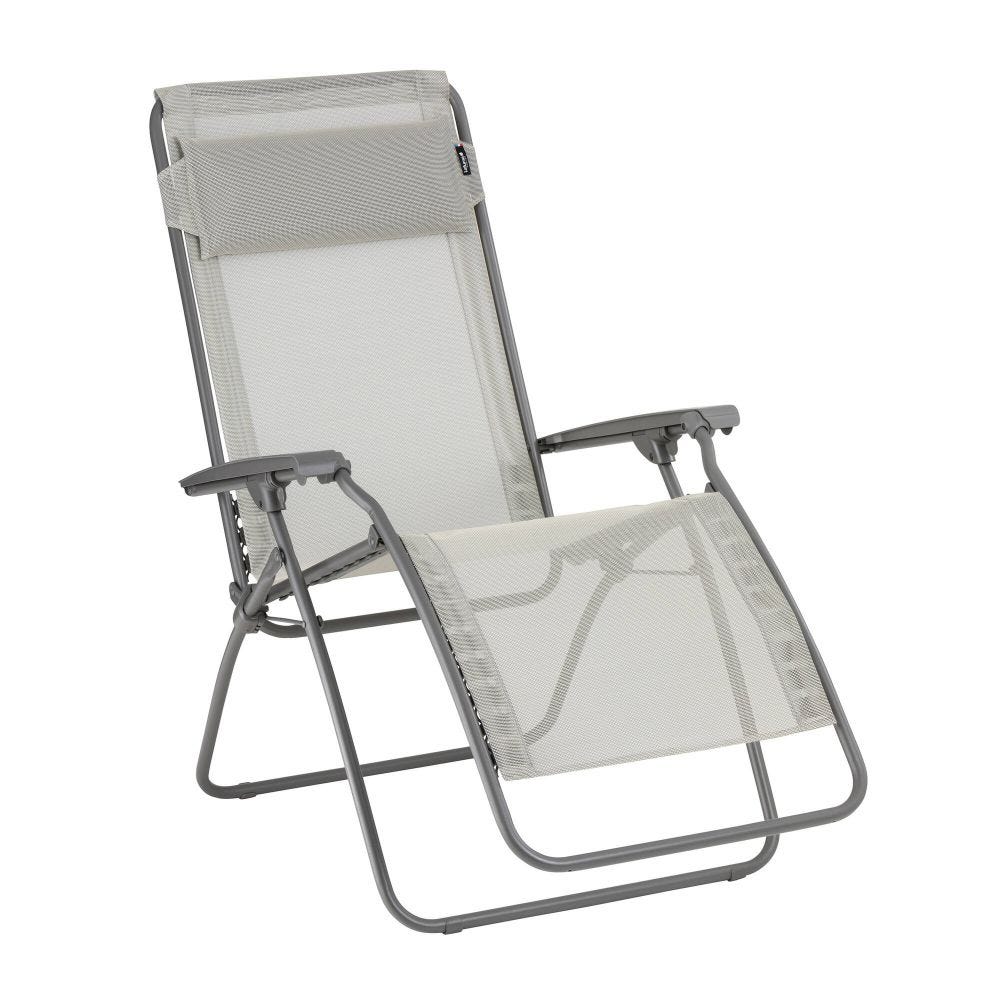 Fauteuil relax zéro gravité en acier beige L88xl67xH114