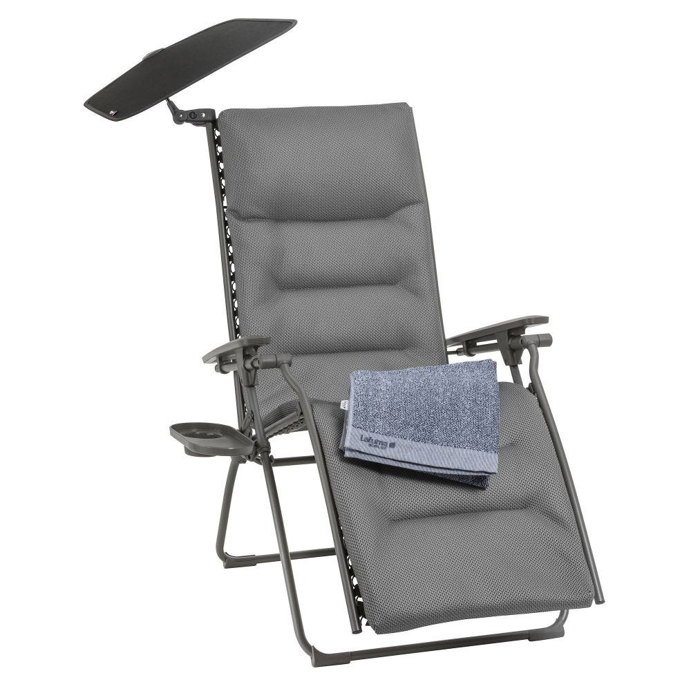Ensemble fauteuil relax matelassé en acier gris L85xl71xH114