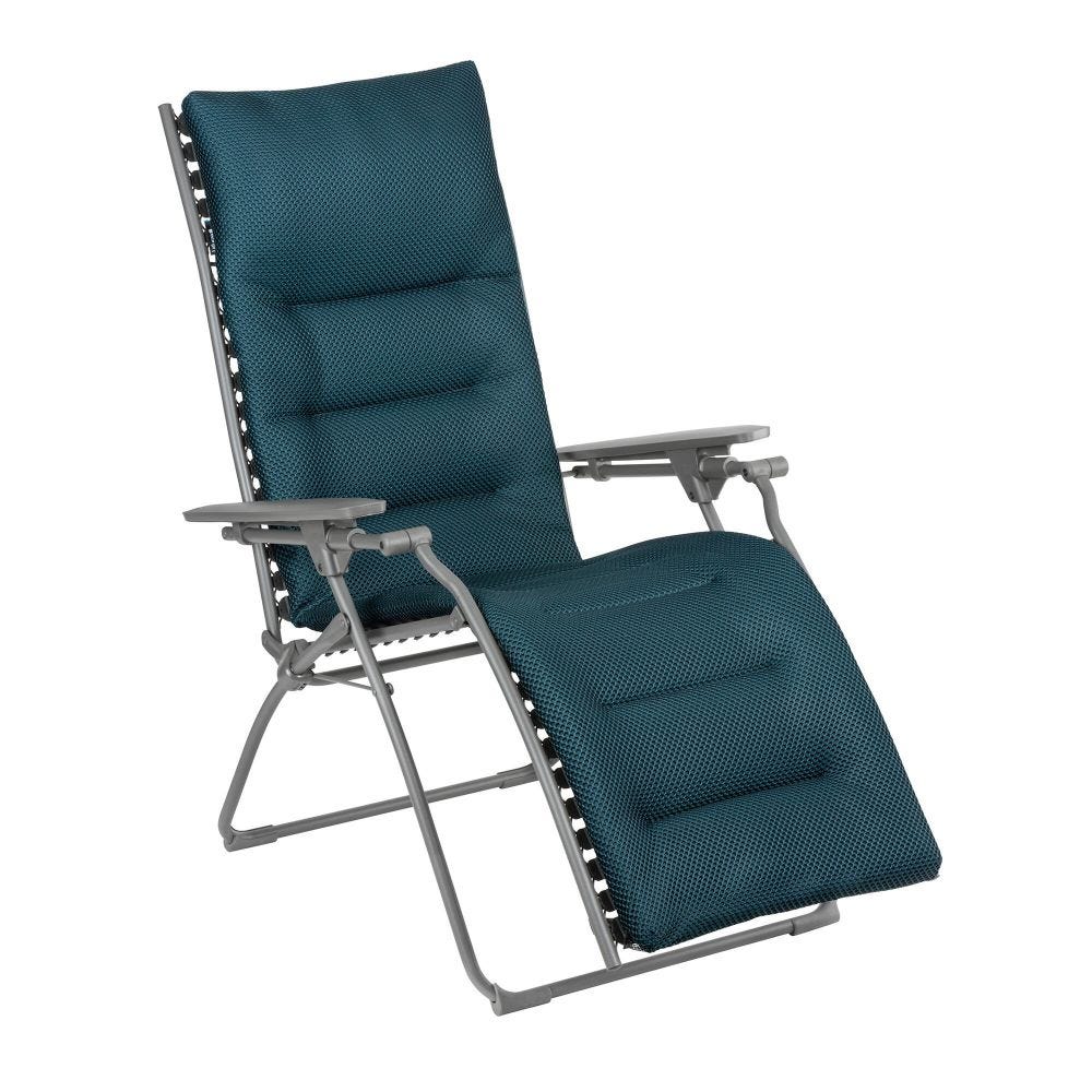 Fauteuil relax matelassé zéro gravité en acier bleu L85xl71xH114