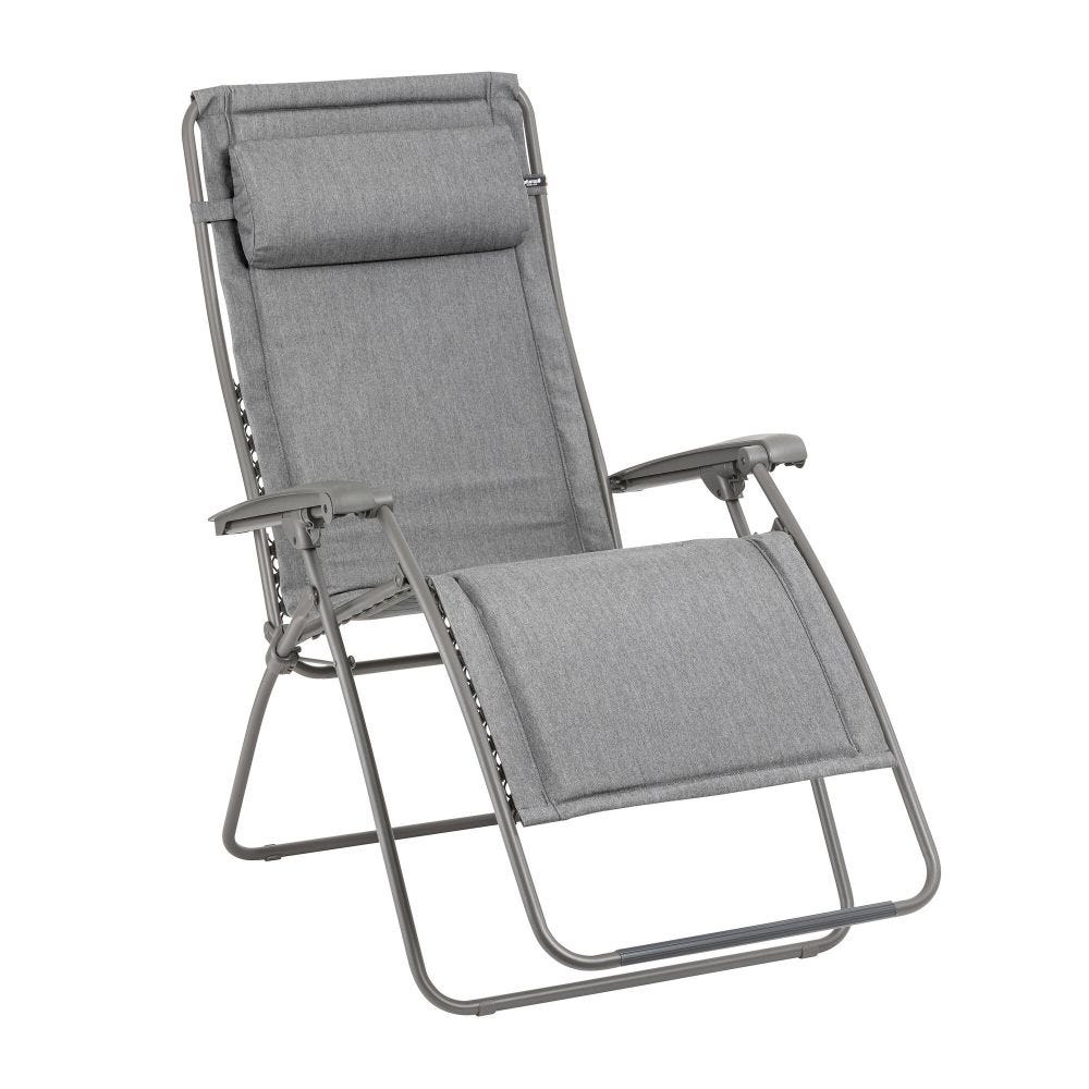 Fauteuil relax matelassé zéro gravité en acier gris L96xl72xH123