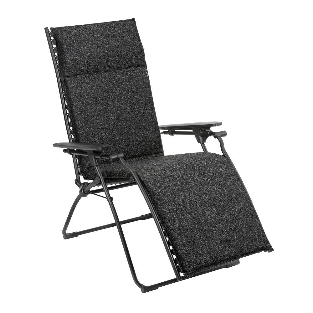 Fauteuil relax matelassé zéro gravité en acier noir L85xl71xH114