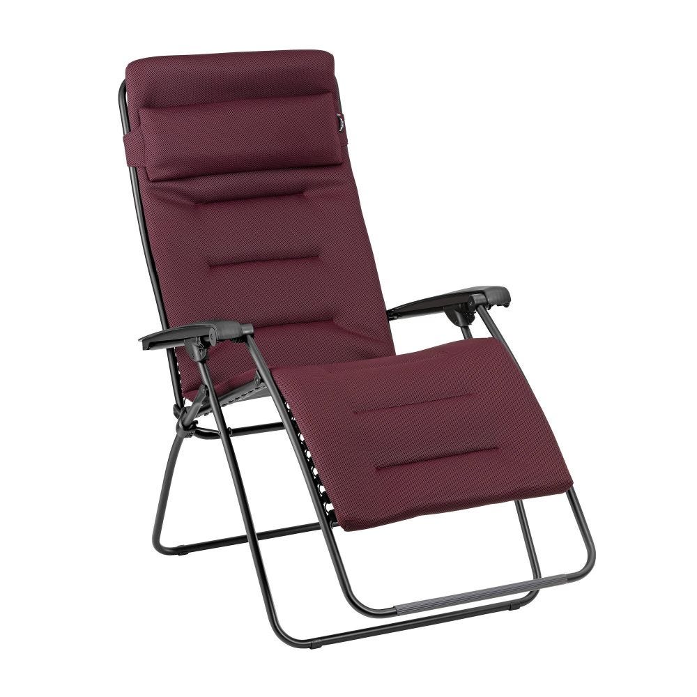 Fauteuil relax matelassé zéro gravité en acier rouge L96xl72xH123