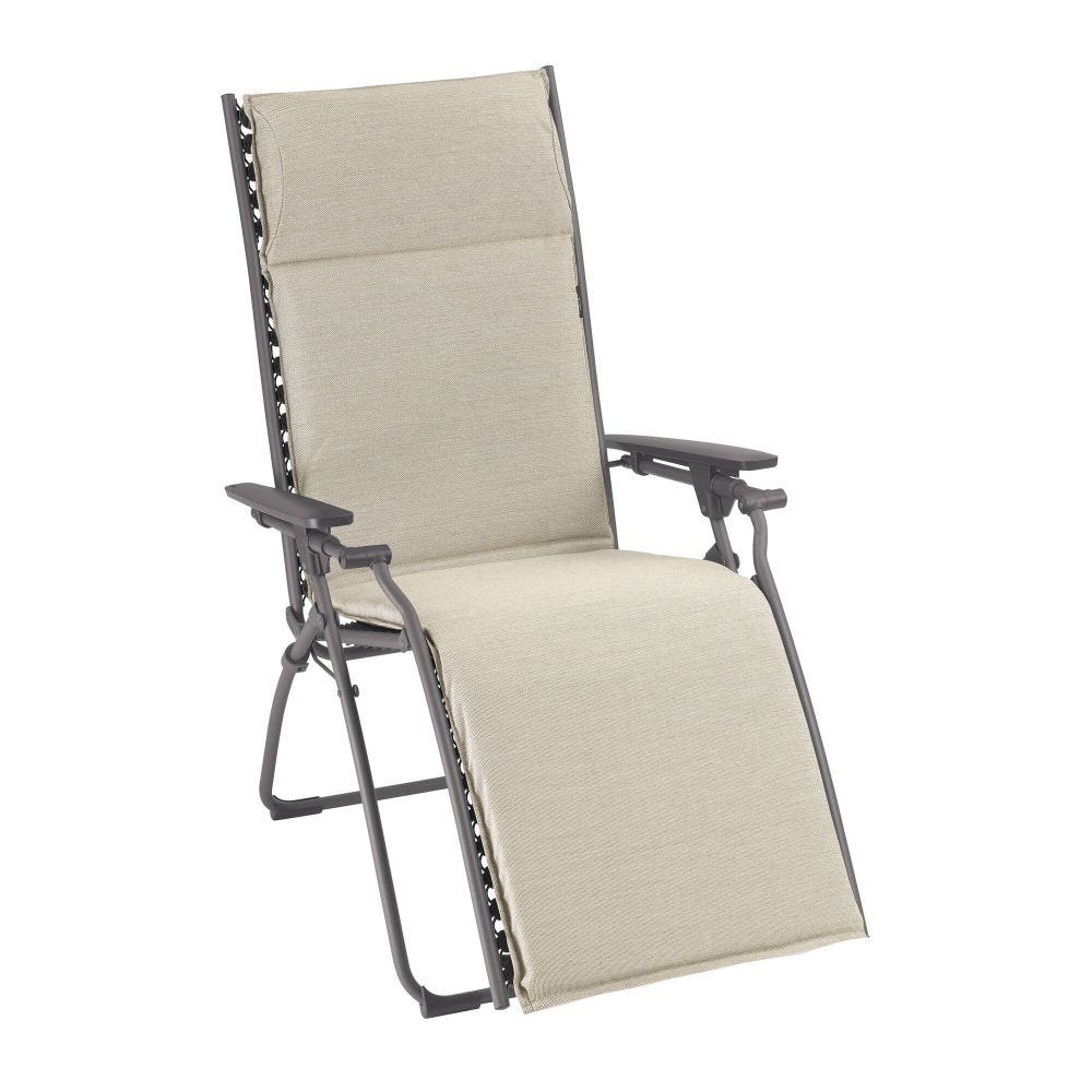 Fauteuil relax matelassé zéro gravité en acier beige L85xl71xH114