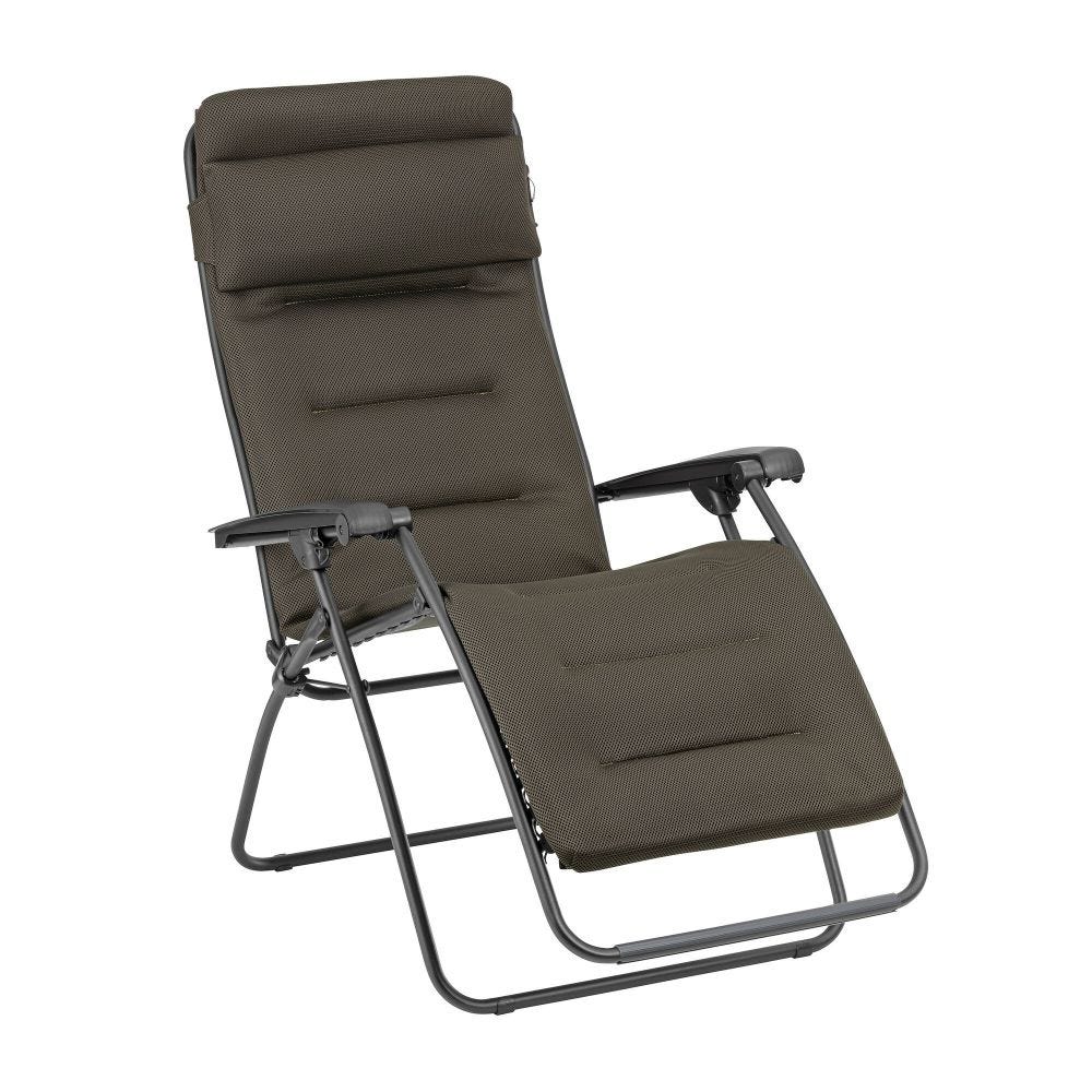 Fauteuil relax matelassé zéro gravité en acier marron L87xl67xH115