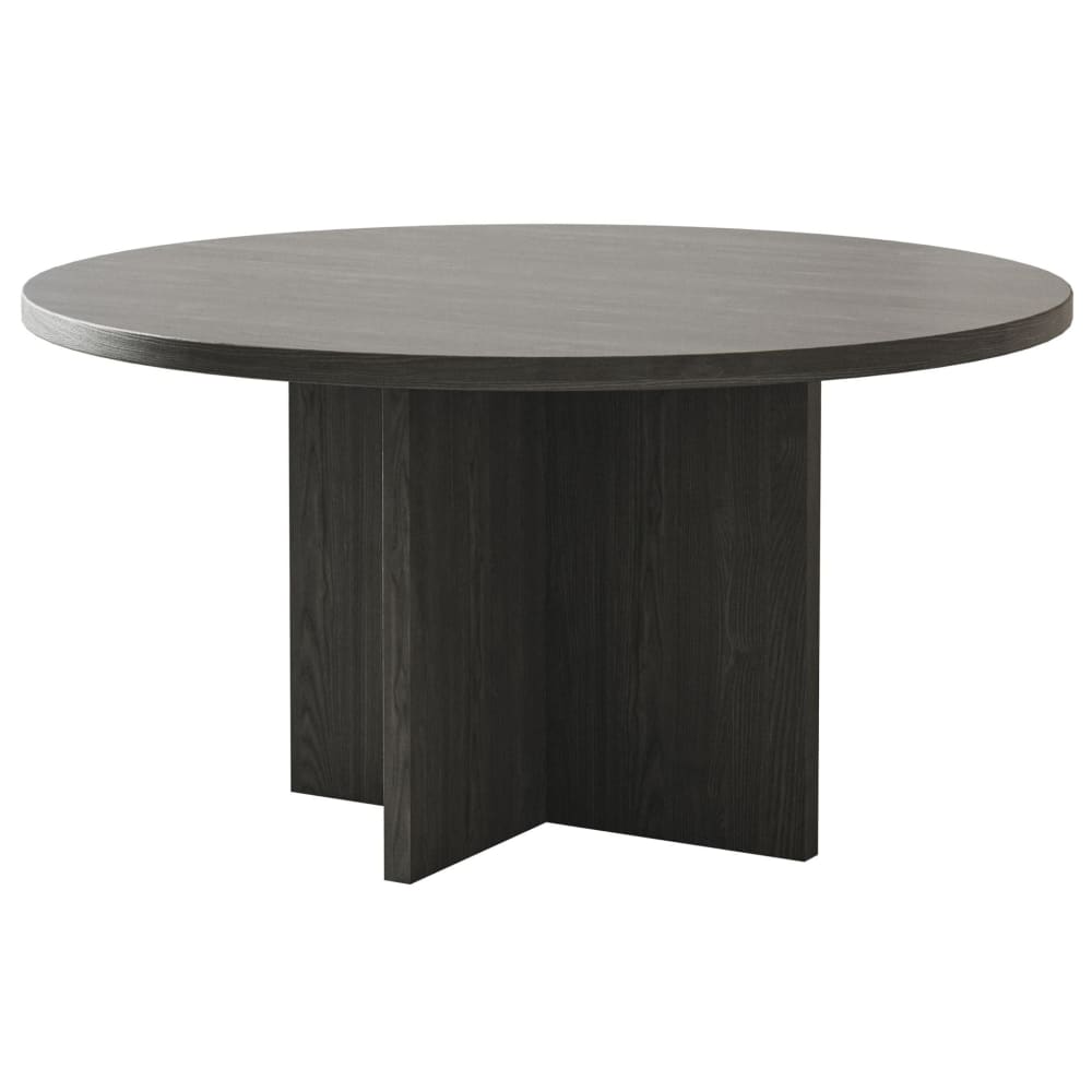 Selsey Couchtisch rund 76x76 cm, Holzoptik Esche Portland style modern Schwarz Spanplatte