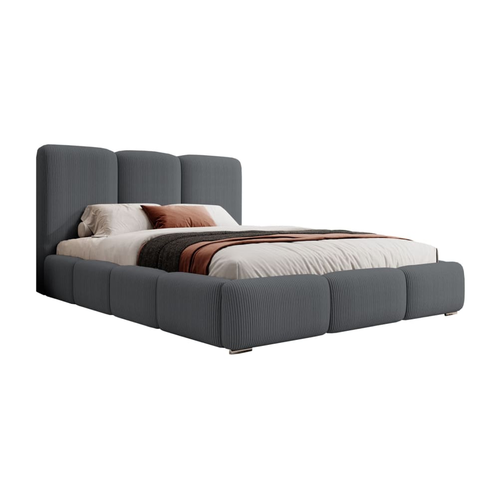 Selsey Polsterbett 180x200 cm mit Stauraum und Cordbezug, dunkelgrau style modern - Stoff