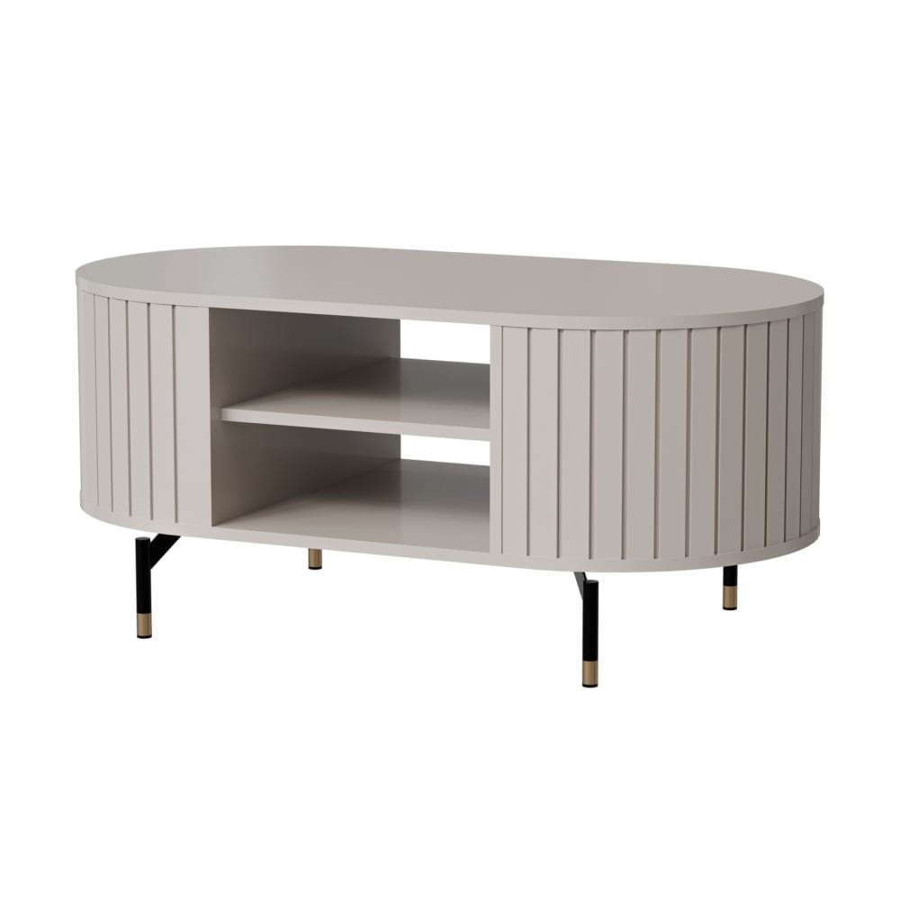Selsey Couchtisch oval mit Ablage, graubeige, 104x56 cm style modern Taupe Spanplatte