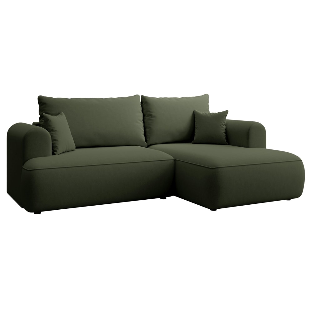 Canapé d'angle droit, en velours, vert olive