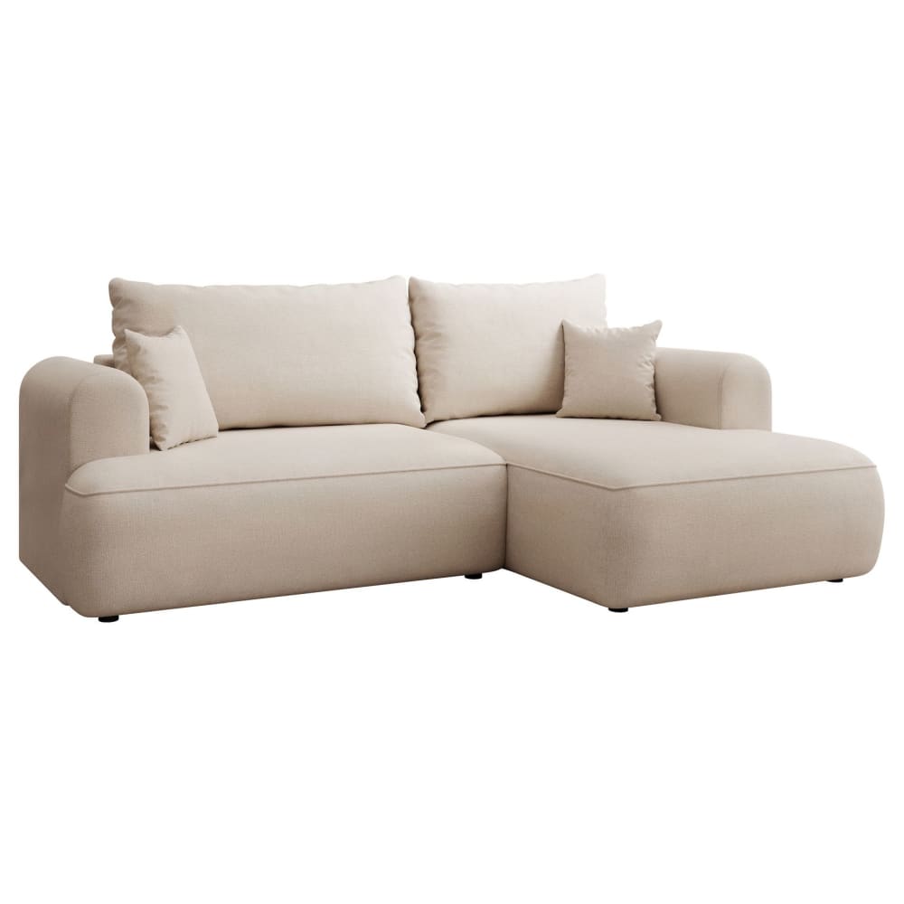 Canapé d'angle droit, en tissu chenille Easy-Clean, crème