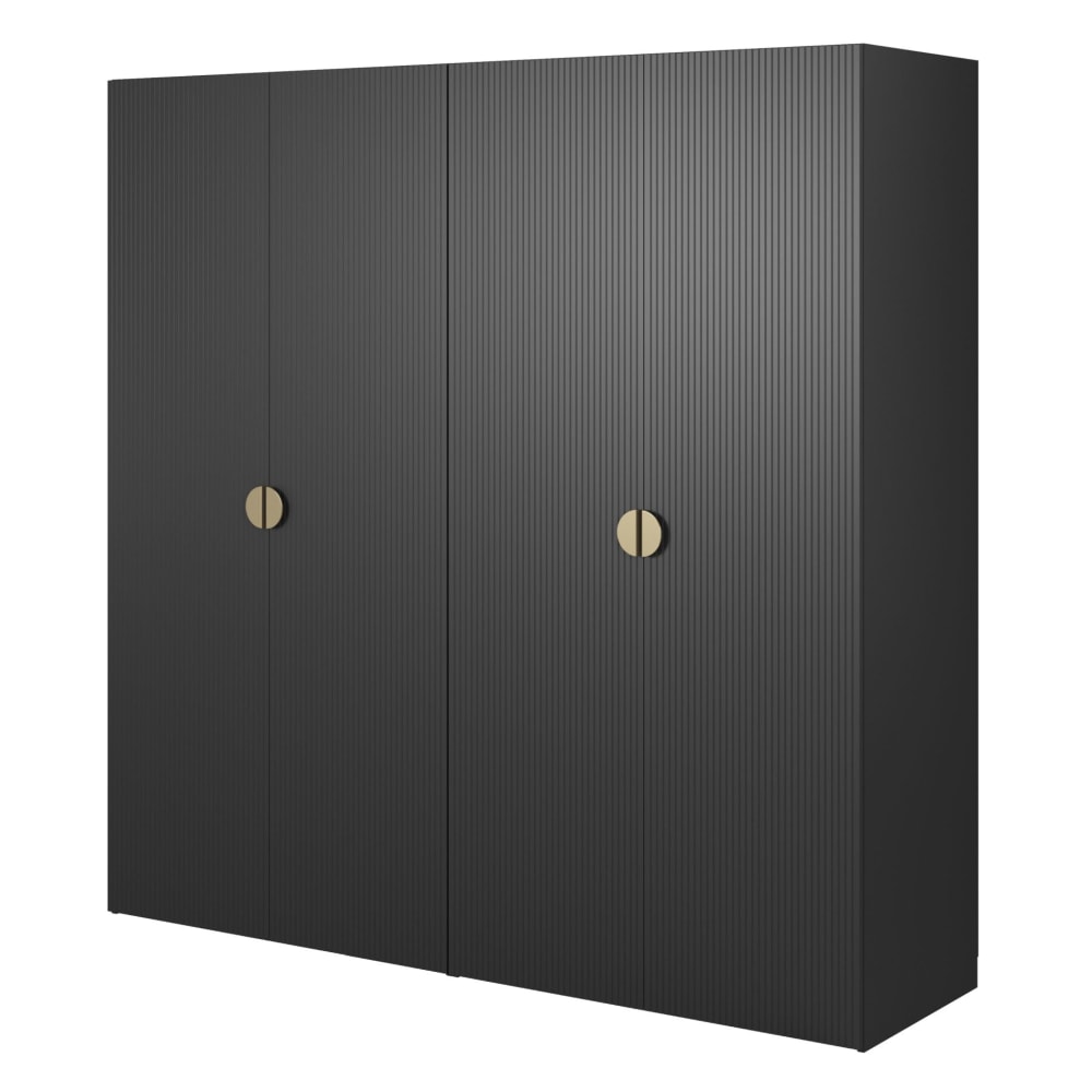 Selsey Kleiderschrank 4T mit Stange & Regalen, 200 cm, schwarz style modern - Spanplatte