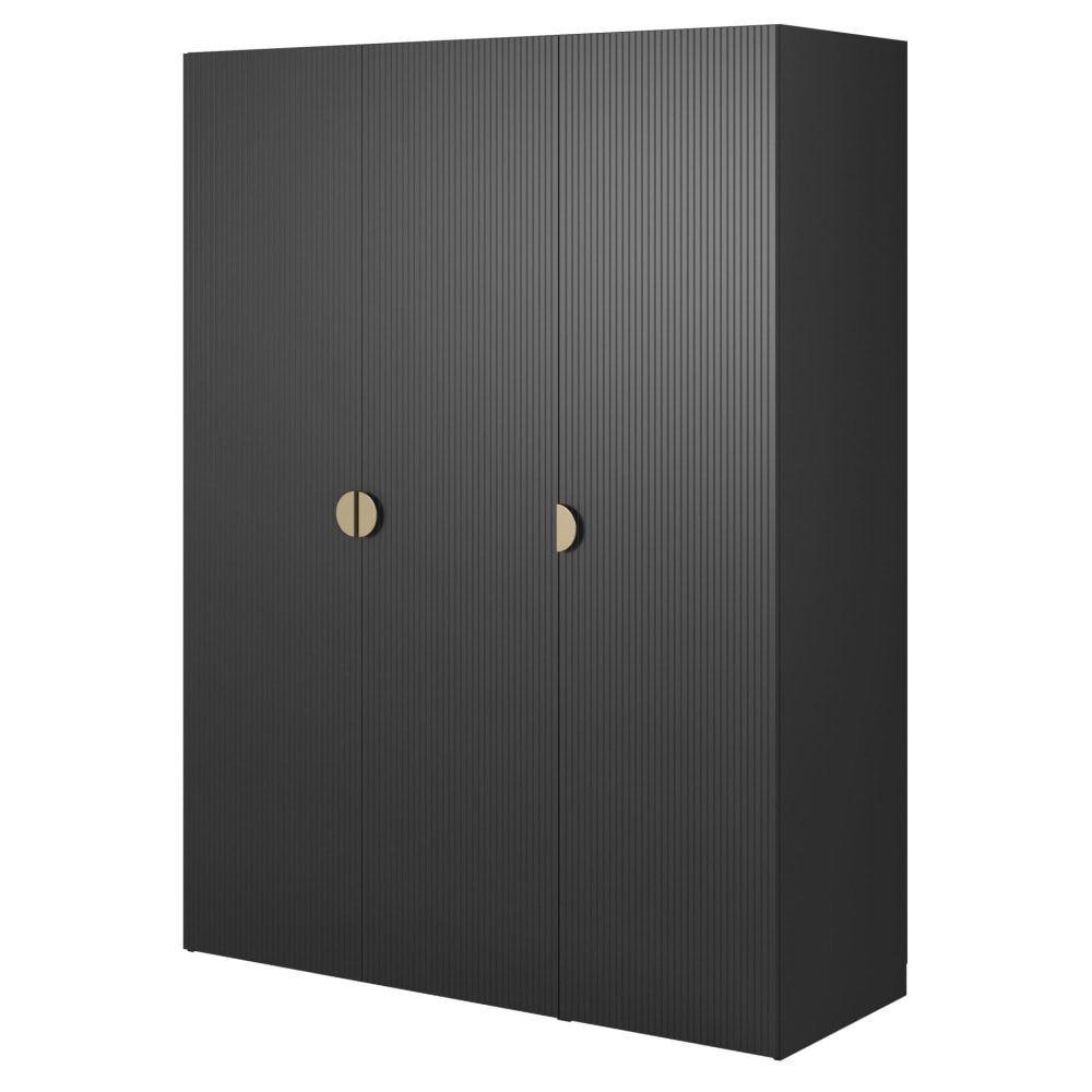 Selsey Kleiderschrank 3T mit Stange & Regalen, 150 cm, schwarz style modern - Spanplatte
