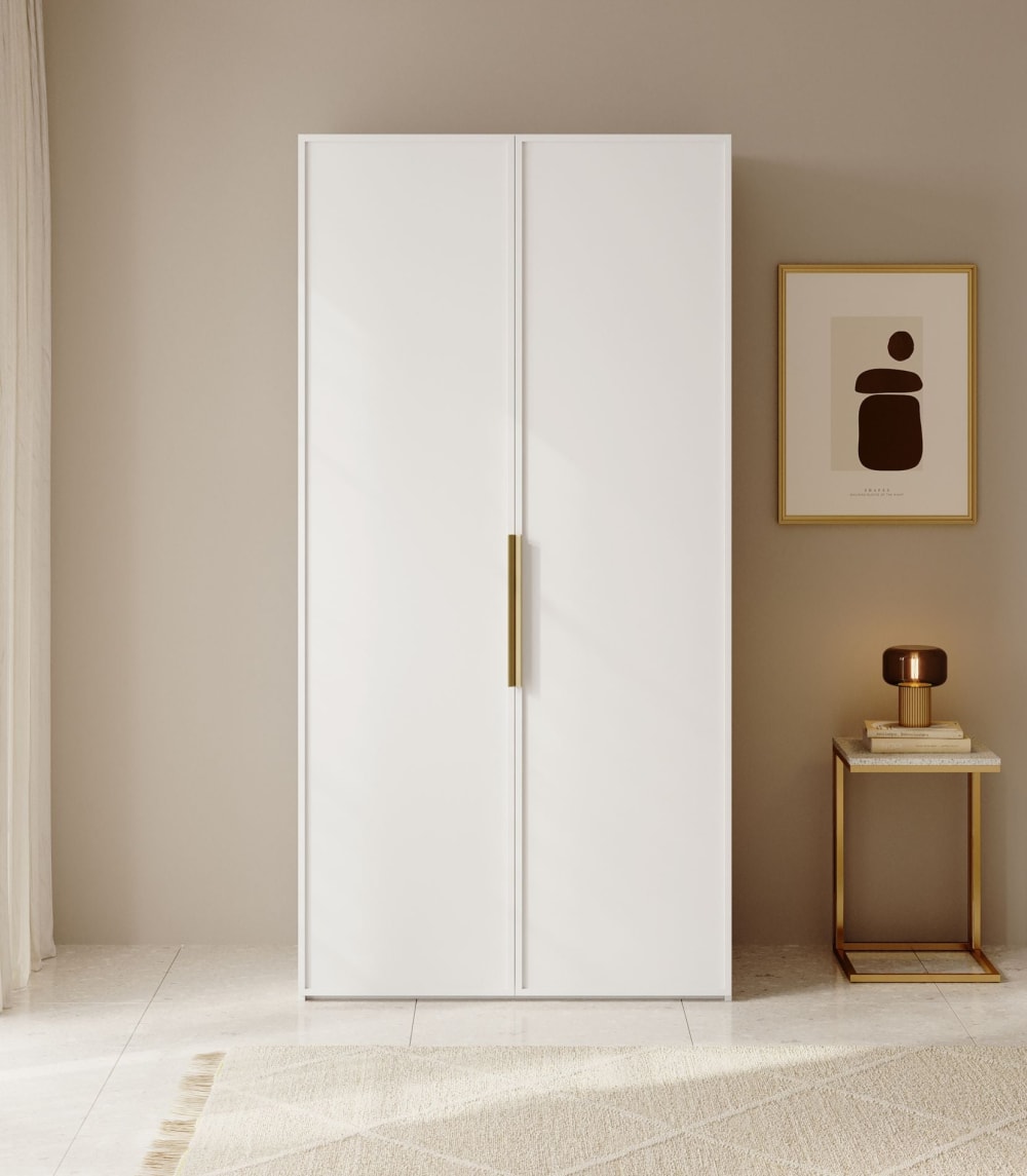 Kleiderschrank 2T mit Stange, 100 cm, weiß - Maisons Du Monde