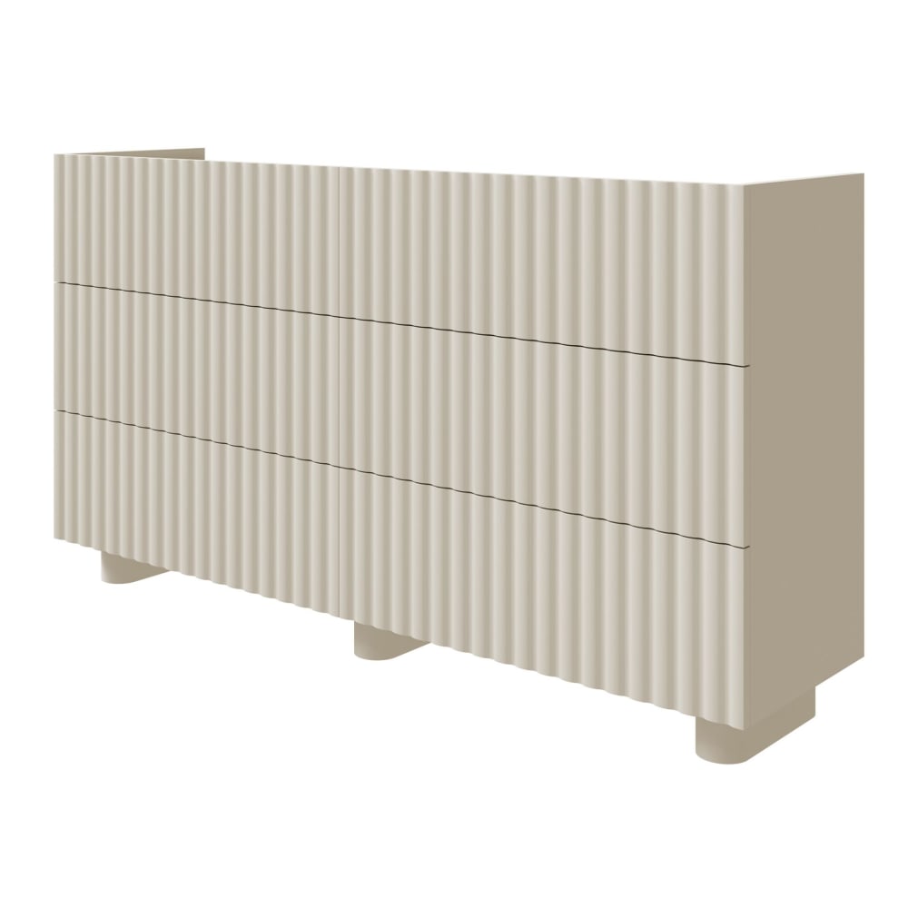 Commode à six tiroirs, grège, 147 cm