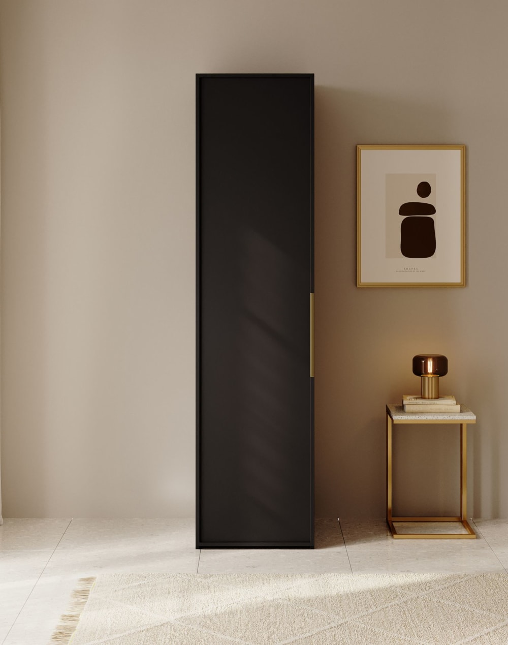 Kleiderschrank 1T mit Regalen, 50 cm, schwarz - Maisons Du Monde