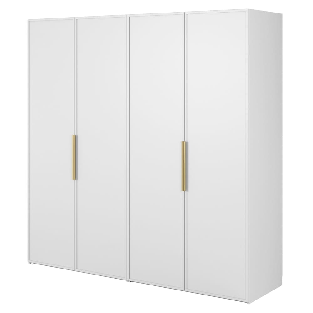 Selsey Kleiderschrank 4T mit Stange & Regalen, 200 cm, weiß style modern - Spanplatte