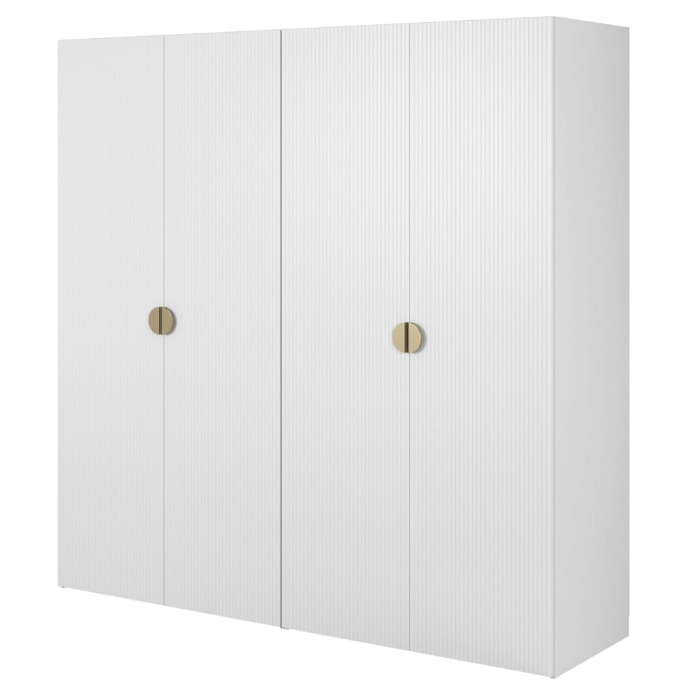Selsey Kleiderschrank 4T mit 2 Stangen, 200 cm, weiß style modern - Spanplatte