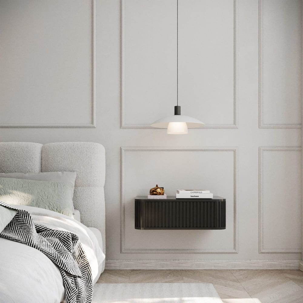 Table de chevet suspendu avec tiroir noir 63 cm