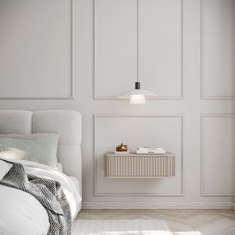 Nachtkonsole mit Schublade, greige, 63 cm - Maisons Du Monde