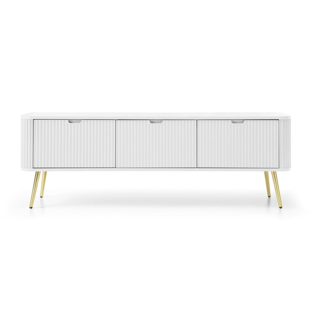 Meuble tv 3 portes blanc - pieds