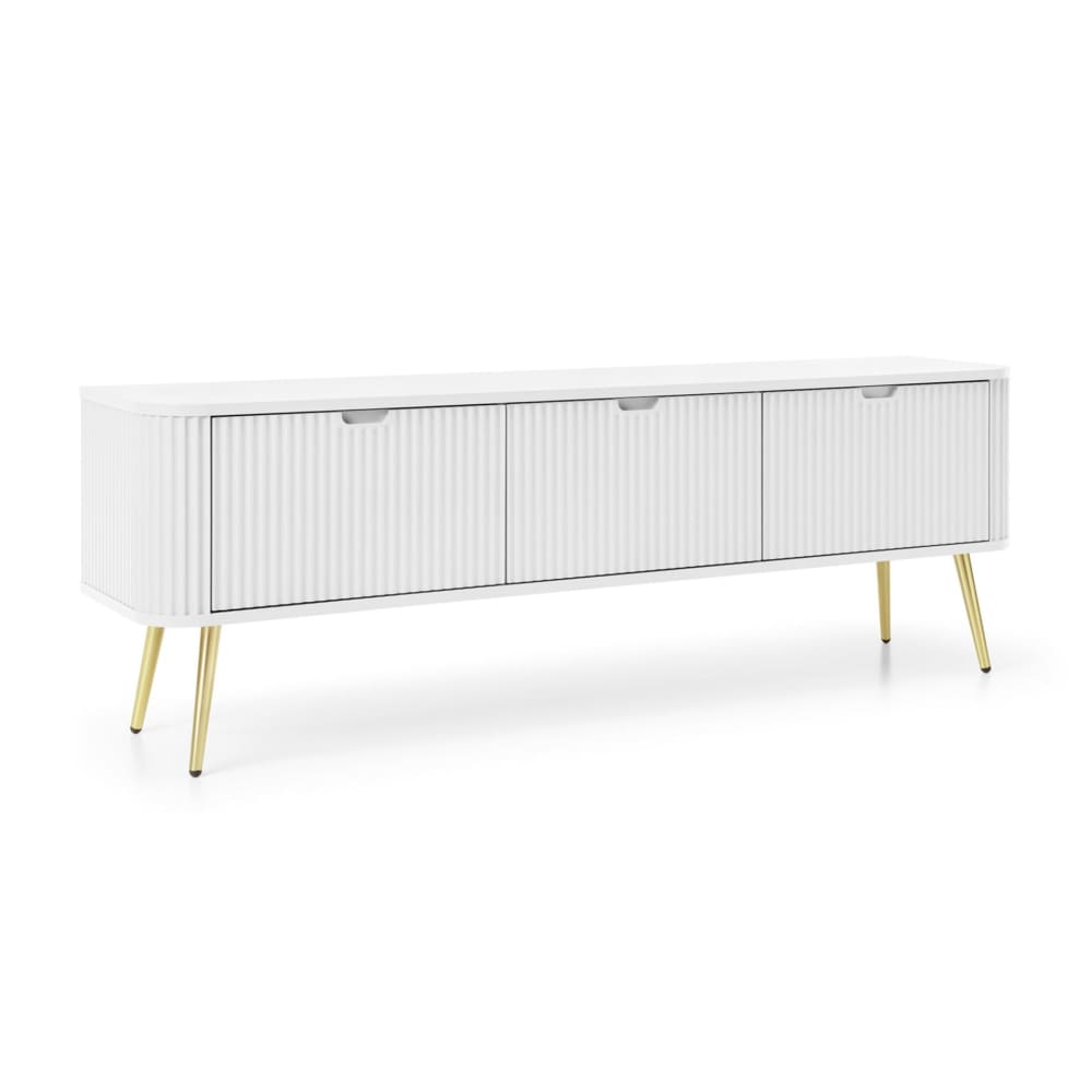 Meuble tv 3 portes blanc avec pieds dorés 168 cm