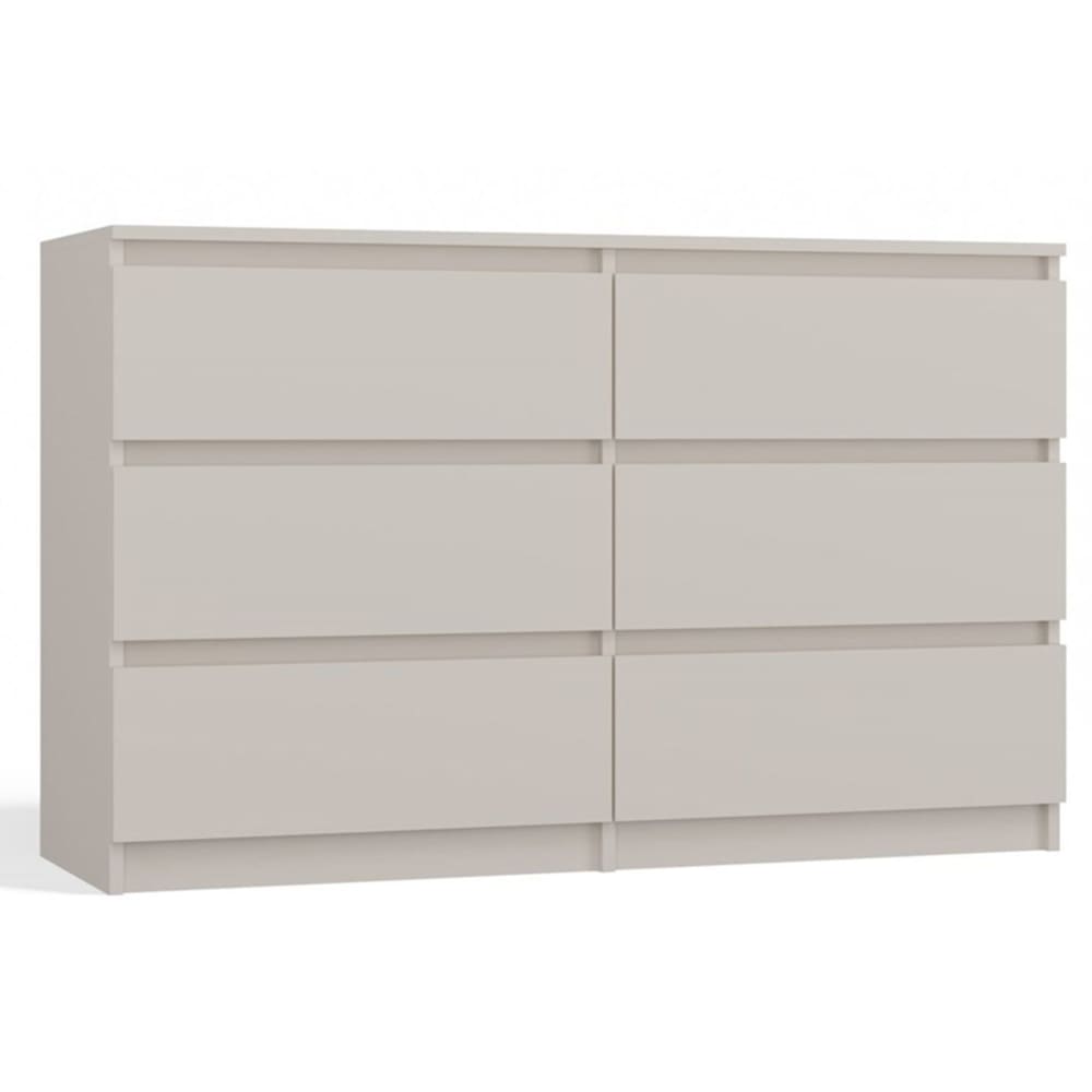 Commode 6 tiroirs, grège, 120 cm