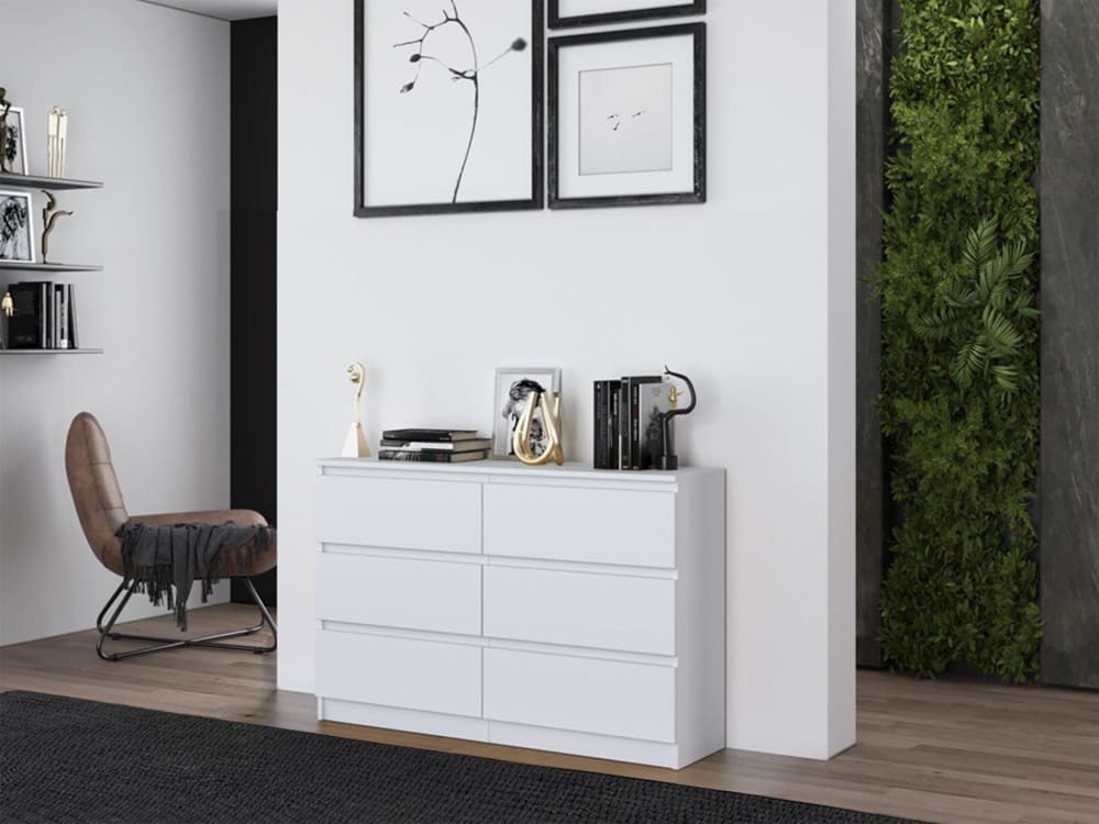 Kommode mit sechs Schubladen, weiß, 120 cm - Maisons Du Monde