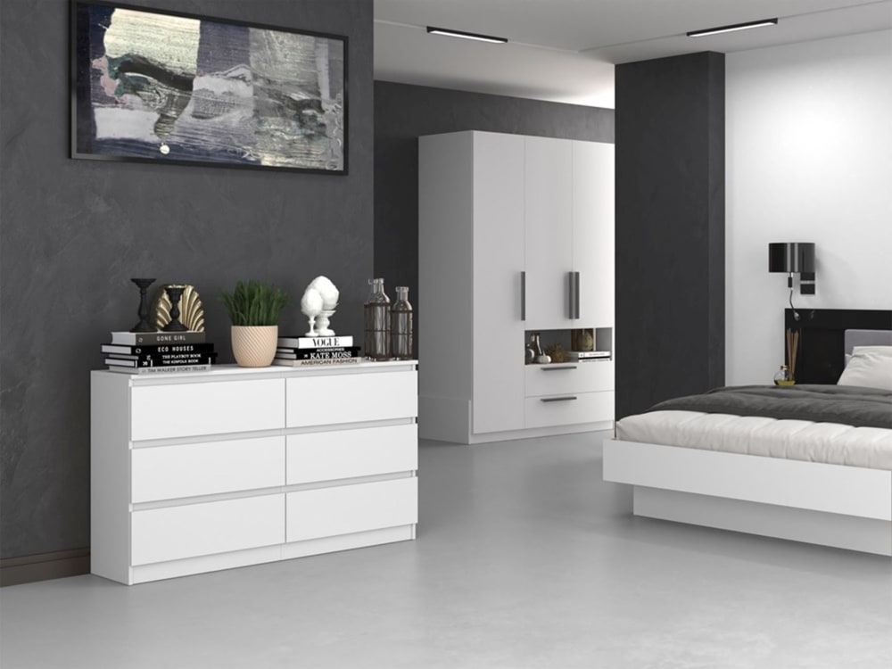 Kommode mit sechs Schubladen, weiß, 138 cm - Maisons Du Monde