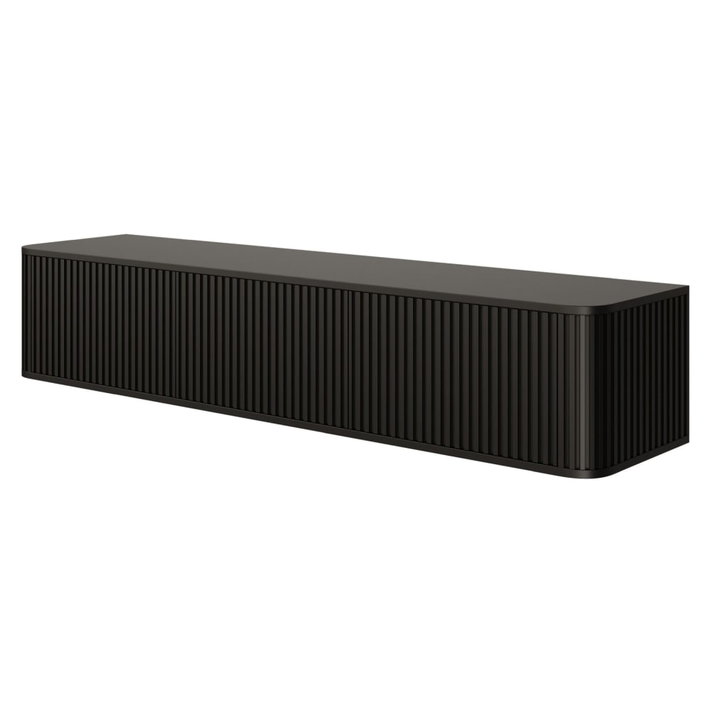 Meuble TV suspendu 3 portes noir 163 cm