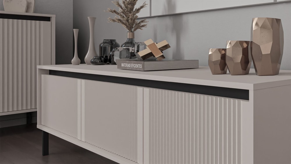 Meuble tv avec 3 tiroirs, beige, 179 cm