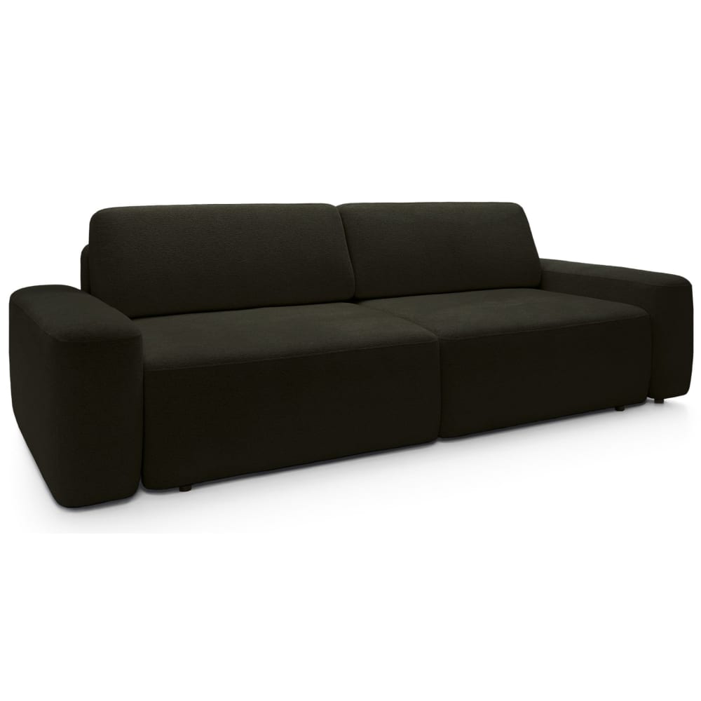 Canapé 3 places convertible, en tissu chenille, vert olive