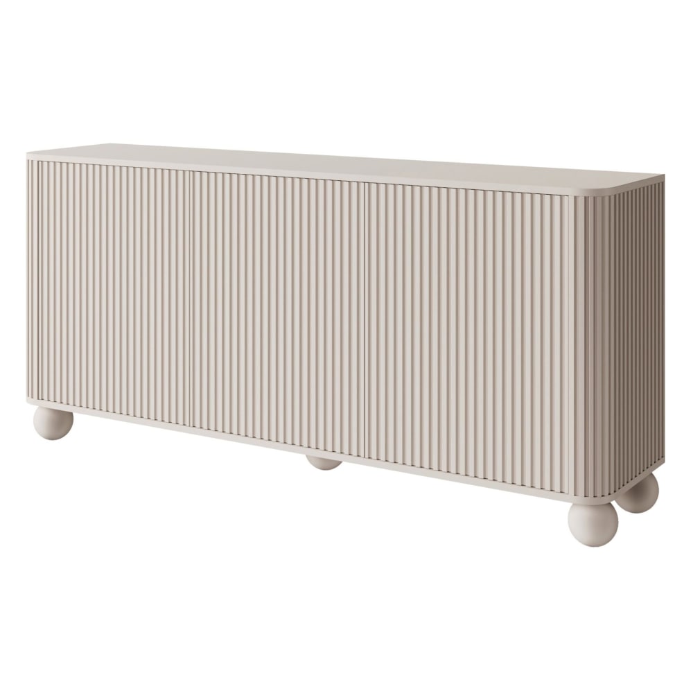 Selsey Sideboard 3-türig, gerillt auf Kugelfüßen, greige, 163 cm style modern Taupe Spanplatte