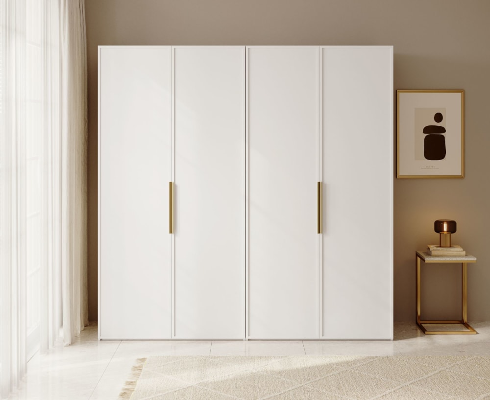 Kleiderschrank 4T mit 2 Stangen, 200 cm, weiß - Maisons Du Monde