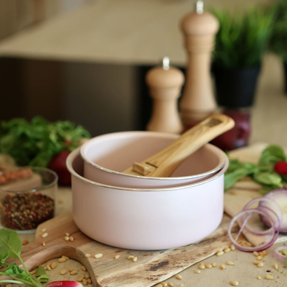 Lot de 2 casseroles rose revêtement céramique - Tous feux - image 2