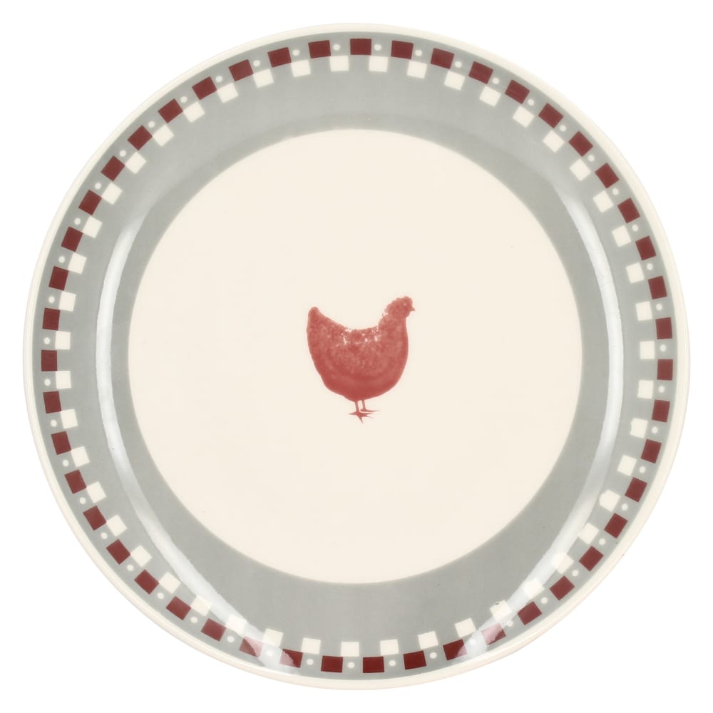 Lot de 6 assiettes plates en grès 26cm avec dessin de poule - Maisons du Monde