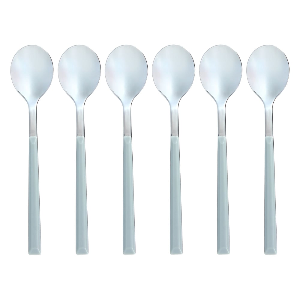 Lot de 6 cuillères à café grises en acier inoxydable