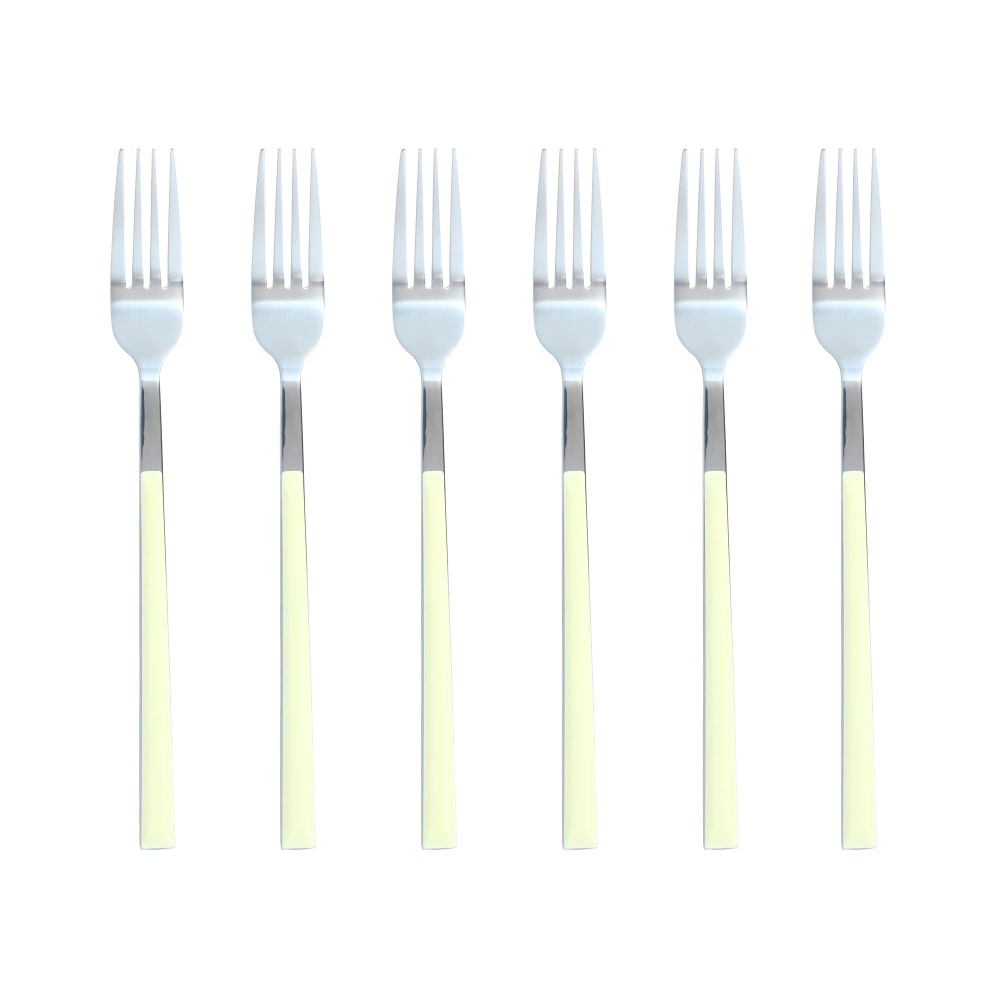 Lot de 6 fourchettes crème en acier inoxydable