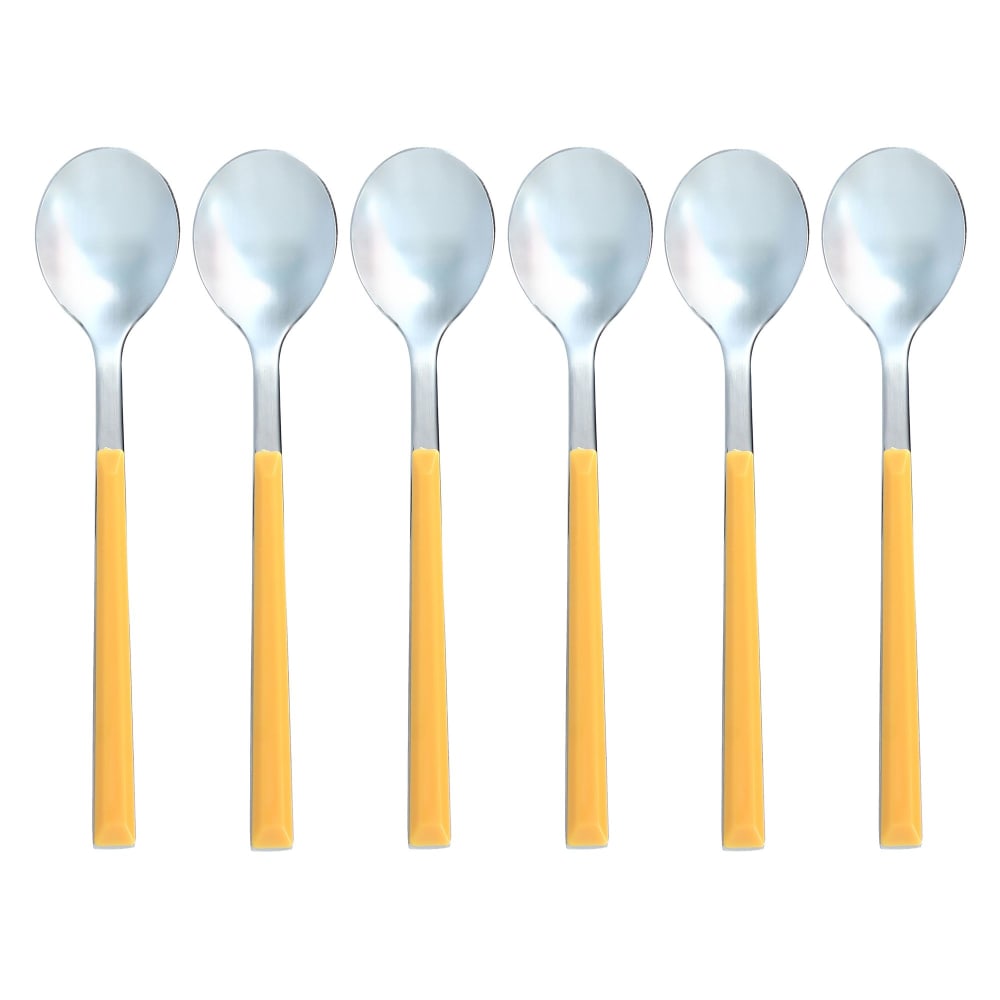 Lot de 6 cuillère à café jaunes en acier inoxydable