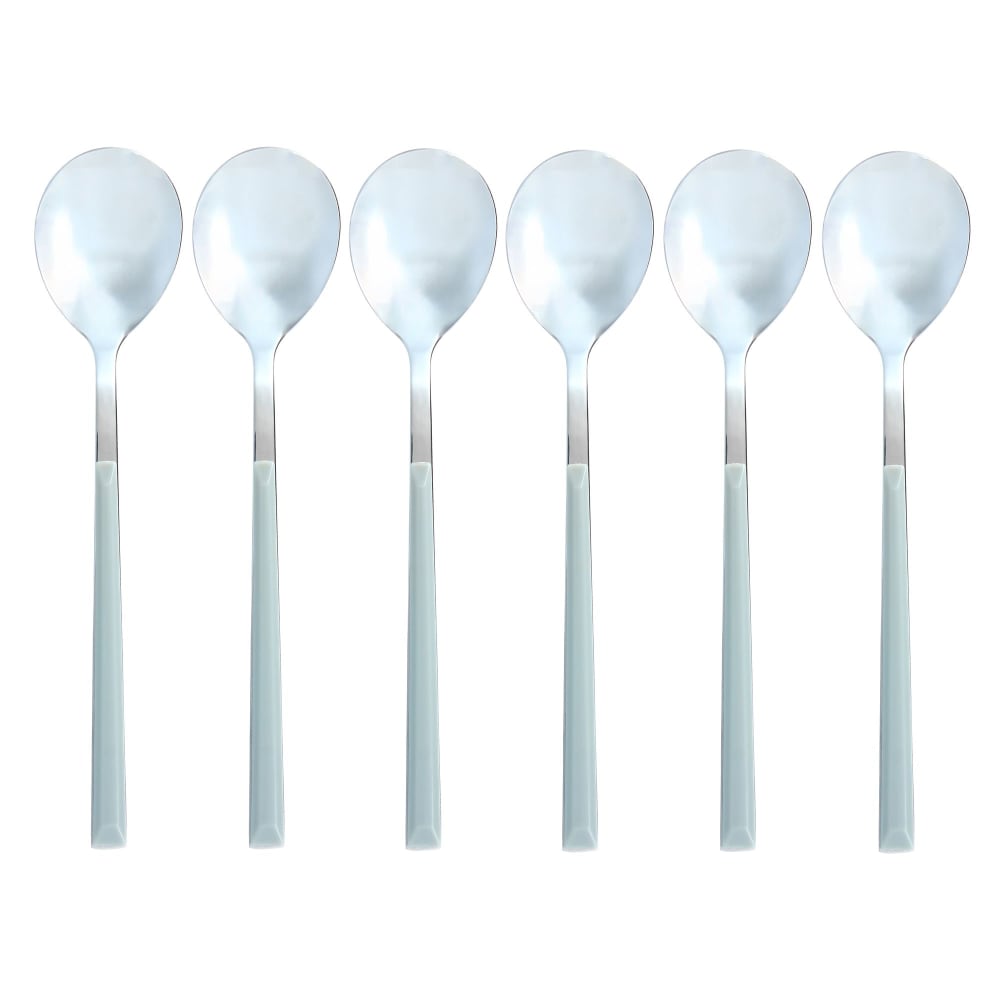 Lot de 6 cuillères de table grises en acier inoxydable