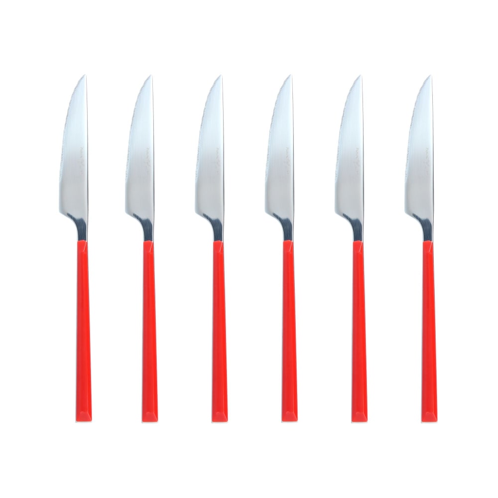Lot de 6 couteaux rouges en acier inoxydable