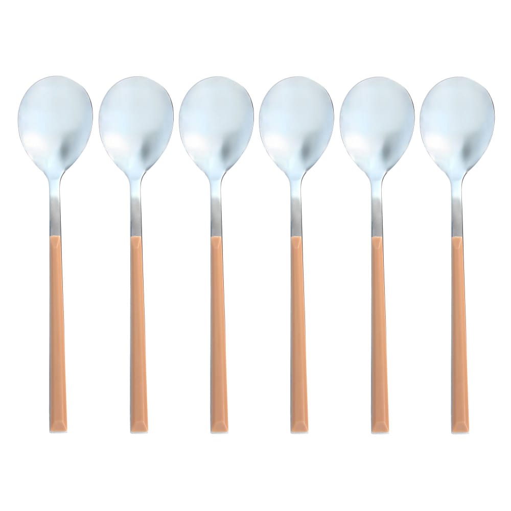 Lot de 6 cuillères de table marron en acier inoxydable