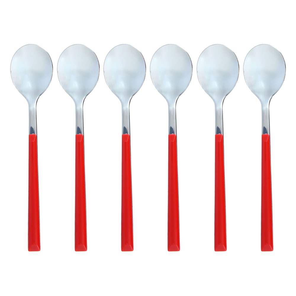 Lot de 6 cuillères à café rouges en acier inoxydable