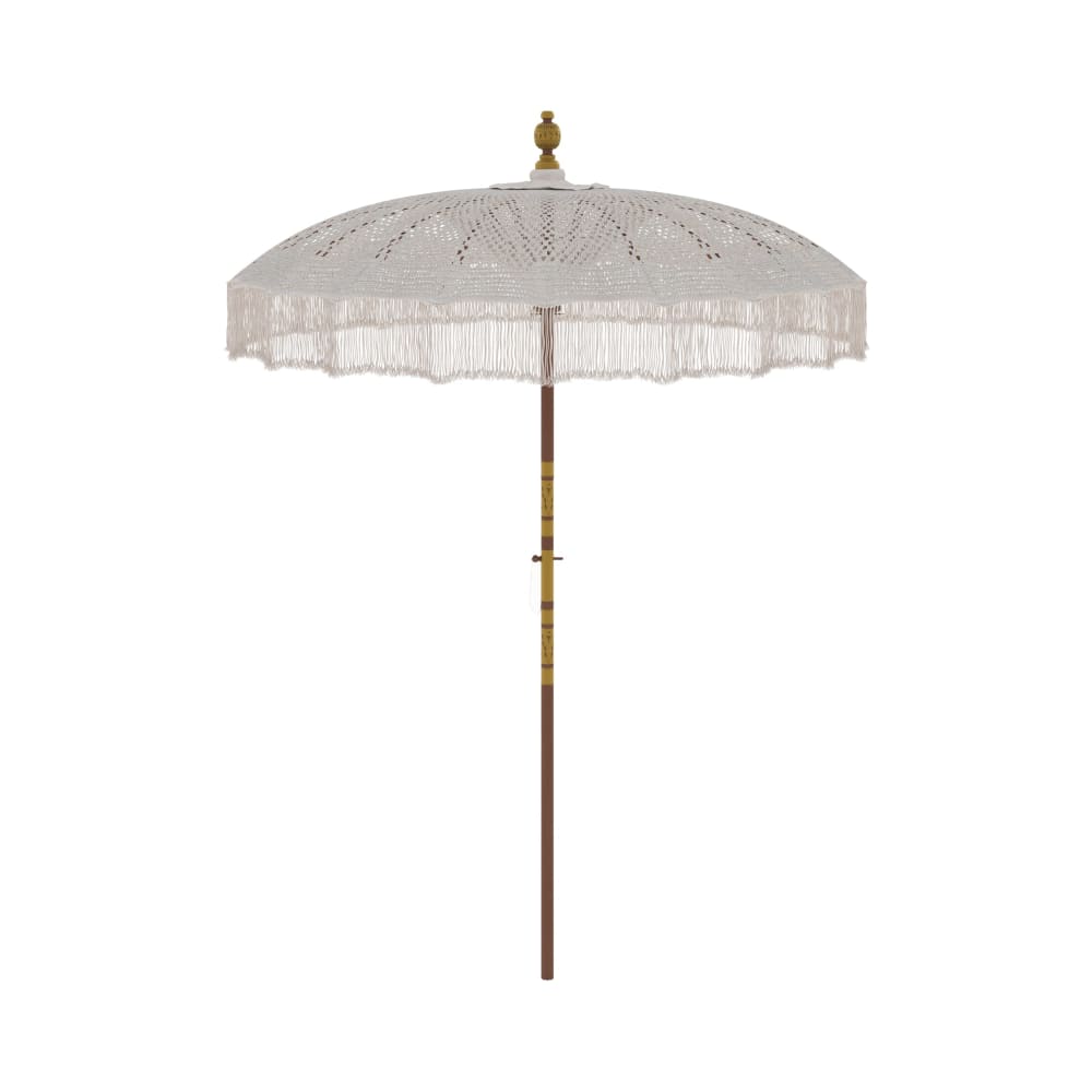 Parasol en bois de cocotier et macramé