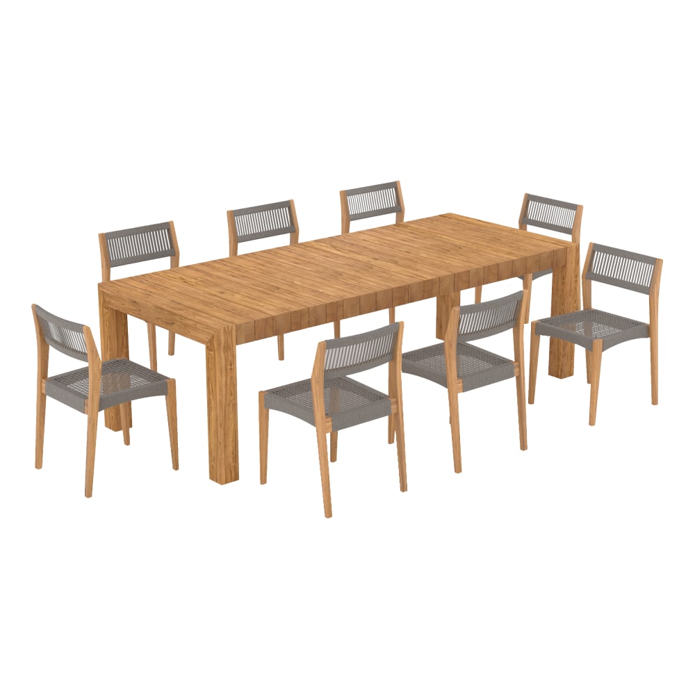 Table et chaises de jardin 8 personnes en bois
