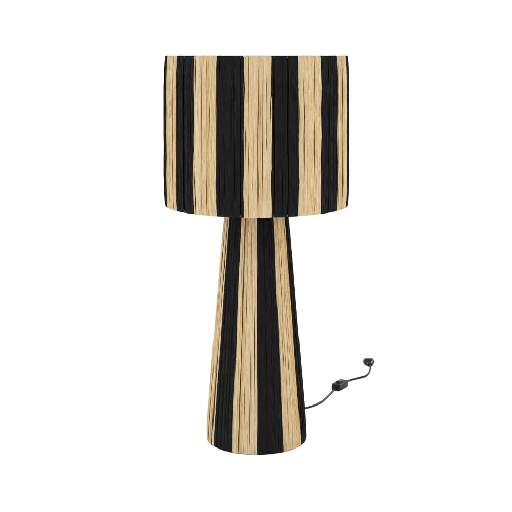 Grande lampe rayée noire en feuille de palmier