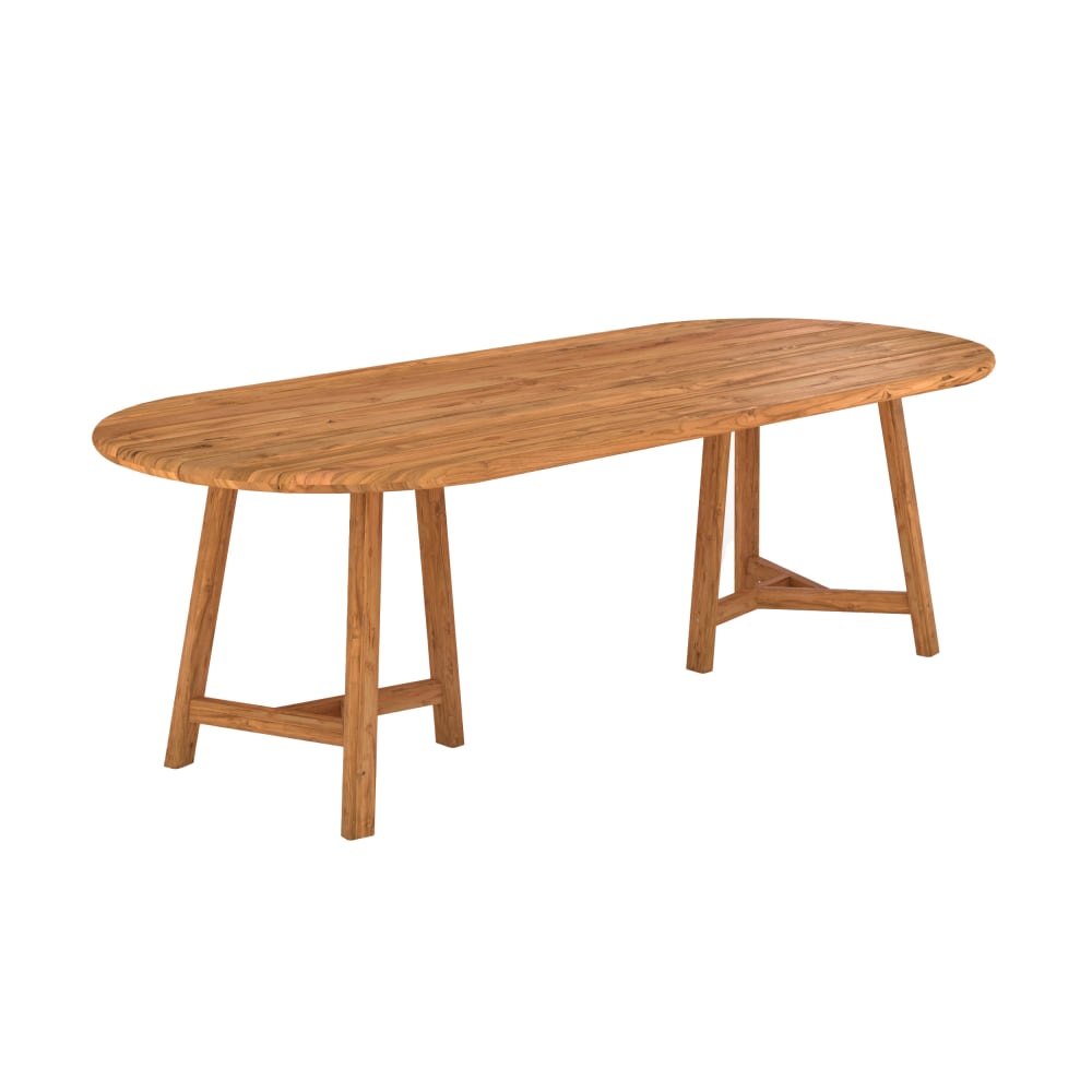 Table de jardin ovale en bois de teck recyclé 10 personnes